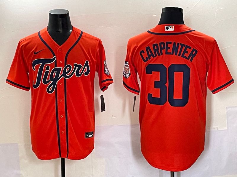 Men 2025 Detroit Tigers #30 Carpenter Orange Game Nike MLB Jersey style 1->detroit tigers->MLB Jersey